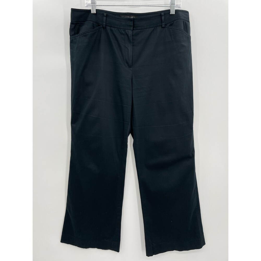 LAFAYETTE 148 Black Wide Leg Chino Trouser Pants Size 12